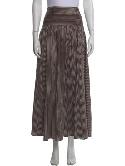 Pre-owned Staud Striped Midi Length Skirt In Brown