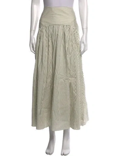 Pre-owned Staud Striped Midi Length Skirt In Green