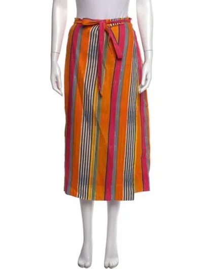 Pre-owned Staud Striped Midi Length Skirt In Orange