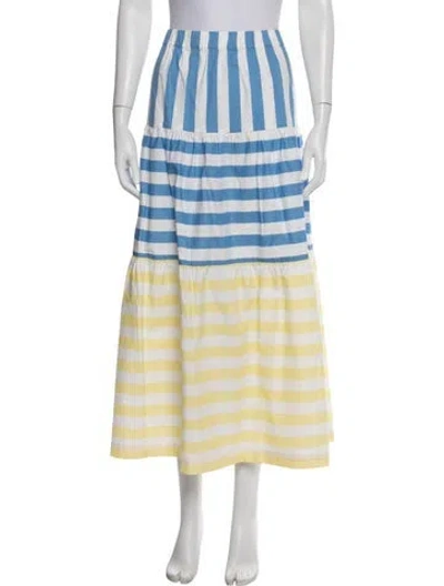 Pre-owned Staud Striped Midi Length Skirt W/ Tags In Blue