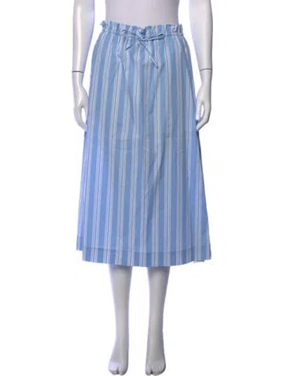 Pre-owned Staud Striped Midi Length Skirt W/ Tags In Blue