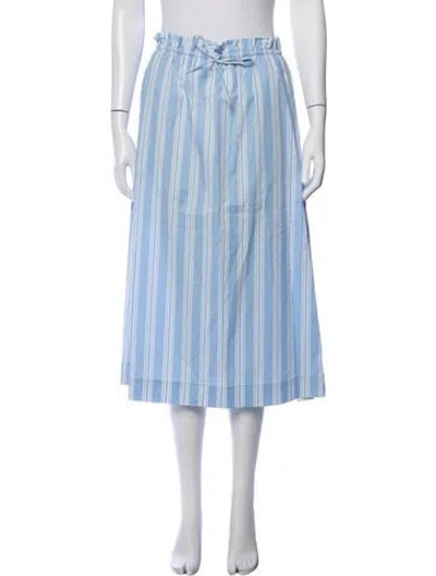 Pre-owned Staud Striped Midi Length Skirt W/ Tags In Blue
