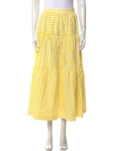 Pre-owned Staud Striped Midi Length Skirt W/ Tags In Yellow