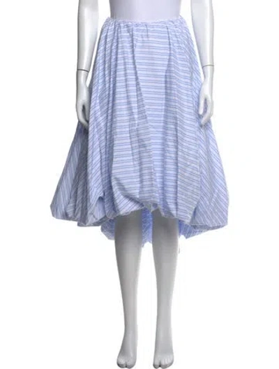 Pre-owned Staud Striped Midi Length Skirt In White