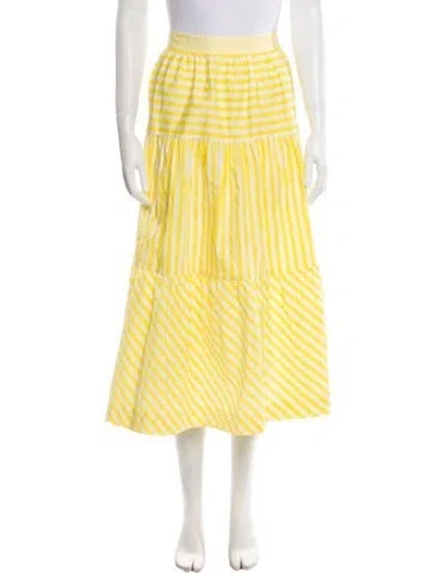 Pre-owned Staud Striped Midi Length Skirt In Yellow