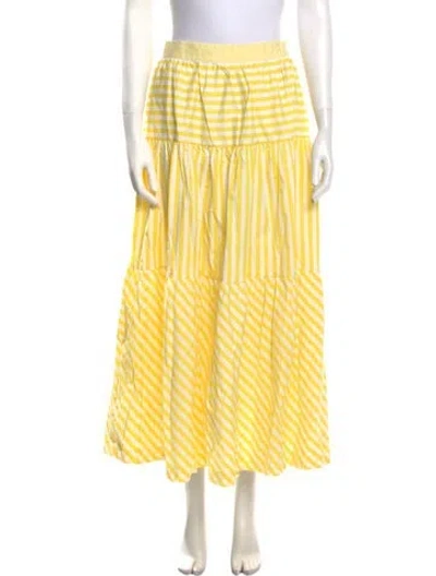 Pre-owned Staud Striped Midi Length Skirt In Yellow