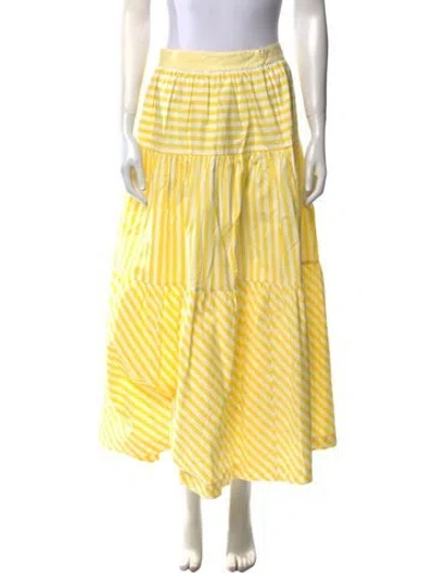 Pre-owned Staud Striped Midi Length Skirt In Yellow