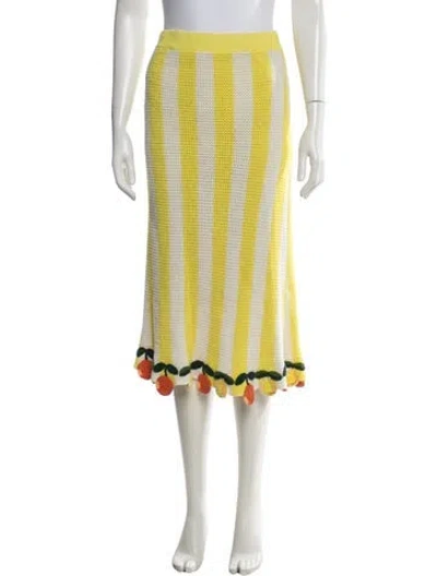 Pre-owned Staud Striped Midi Length Skirt In Yellow