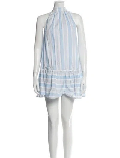 Pre-owned Staud Striped Mini Dress In Blue