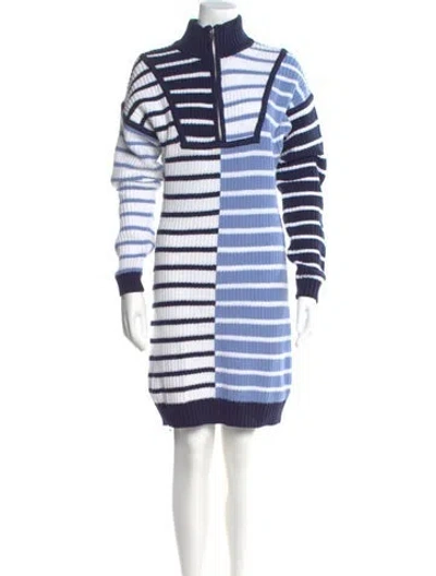 Pre-owned Staud Striped Mini Dress In Blue