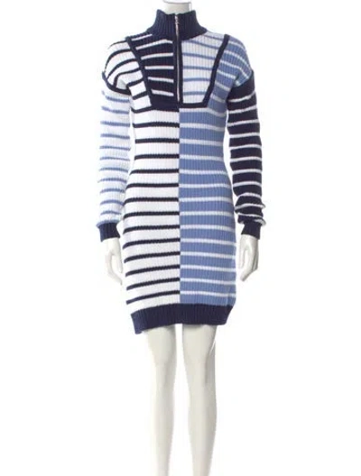 Pre-owned Staud Striped Mini Dress In Blue