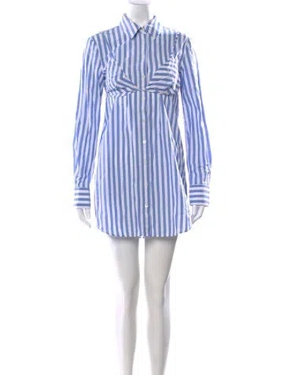 Pre-owned Staud Striped Mini Dress In Blue