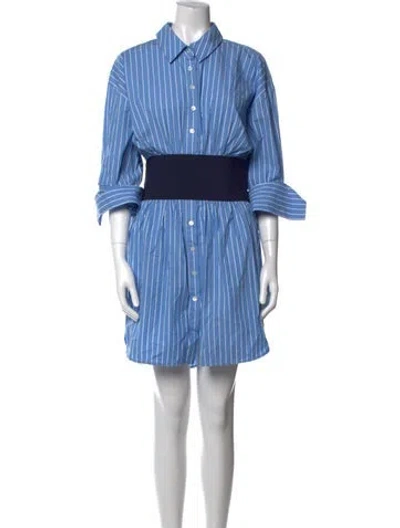 Pre-owned Staud Striped Mini Dress In Blue