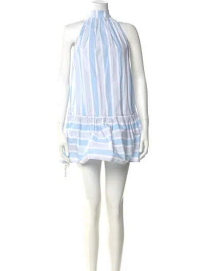 Pre-owned Staud Striped Mini Dress In Blue