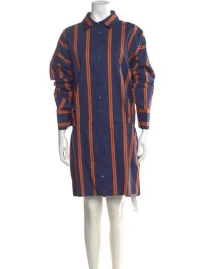 Pre-owned Staud Striped Mini Dress In Blue