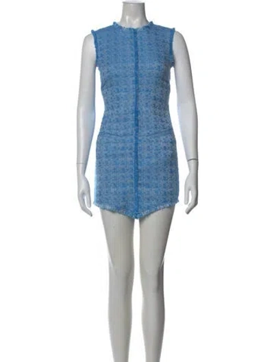 Pre-owned Staud Striped Mini Dress In Blue
