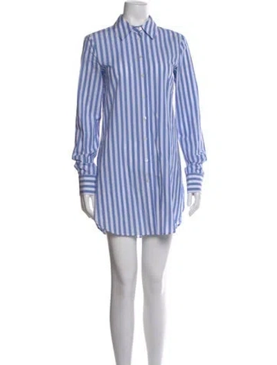 Pre-owned Staud Striped Mini Dress In Blue