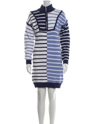 Pre-owned Staud Striped Mini Dress In Blue
