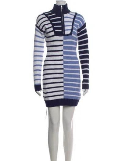 Pre-owned Staud Striped Mini Dress In Blue