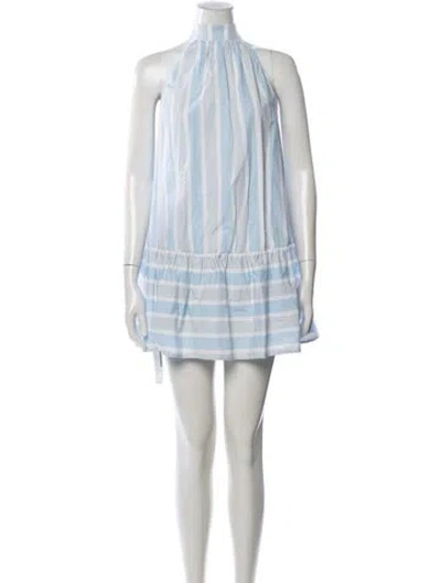 Pre-owned Staud Striped Mini Dress In Blue