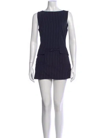 Pre-owned Staud Striped Mini Dress In Blue