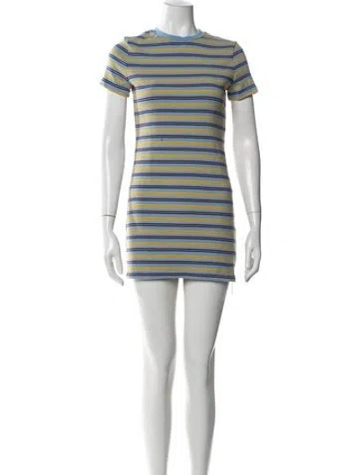 Pre-owned Staud Striped Mini Dress In Blue