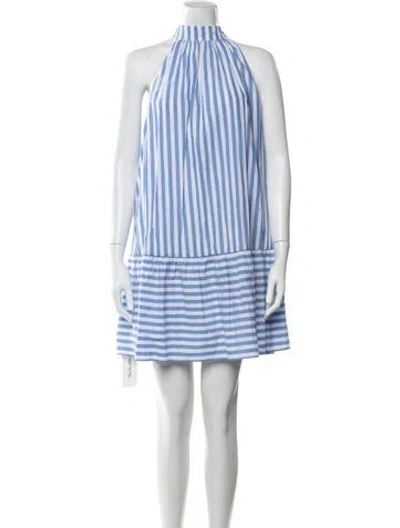 Pre-owned Staud Striped Mini Dress In Blue