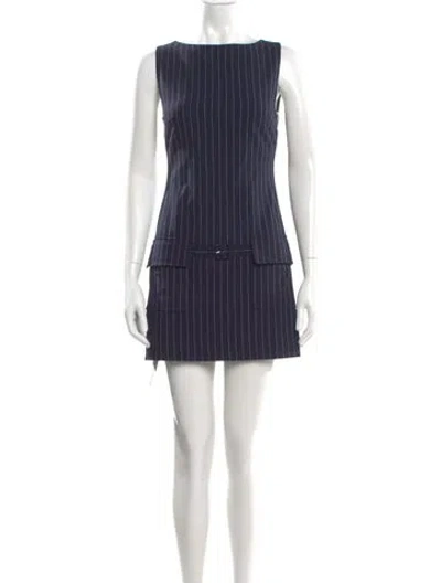 Pre-owned Staud Striped Mini Dress In Blue