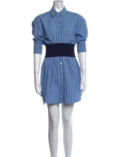 Pre-owned Staud Striped Mini Dress In Blue