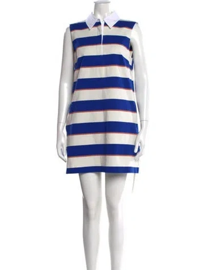 Pre-owned Staud Striped Mini Dress In Blue