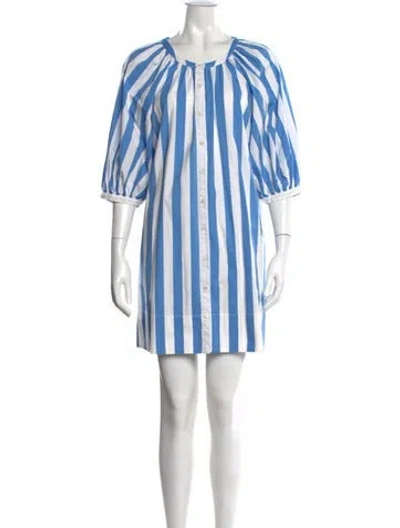 Pre-owned Staud Striped Mini Dress In Blue