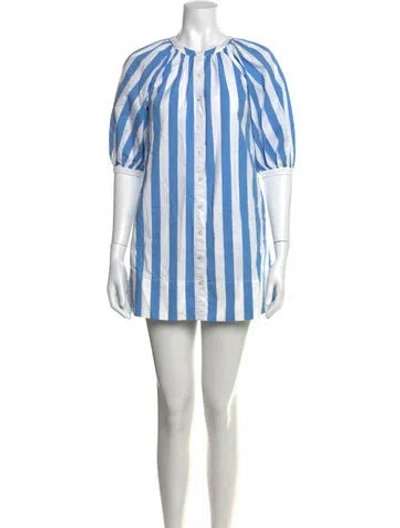 Pre-owned Staud Striped Mini Dress In Blue