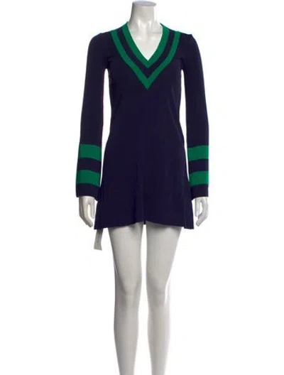 Pre-owned Staud Striped Mini Dress In Blue