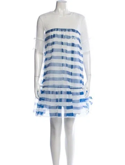Pre-owned Staud Striped Mini Dress In Blue