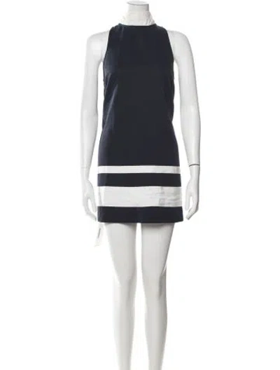 Pre-owned Staud Striped Mini Dress In Blue