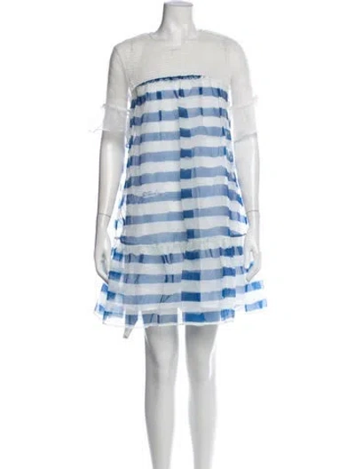 Pre-owned Staud Striped Mini Dress In Blue/white