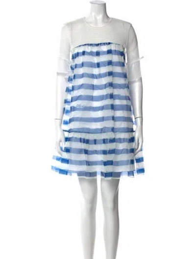 Pre-owned Staud Striped Mini Dress In Blue/white