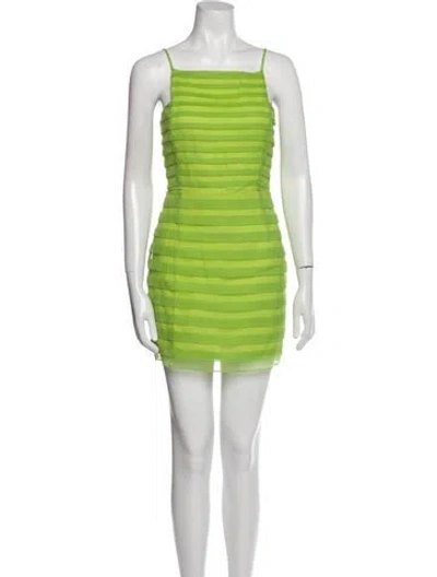 Pre-owned Staud Striped Mini Dress In Green