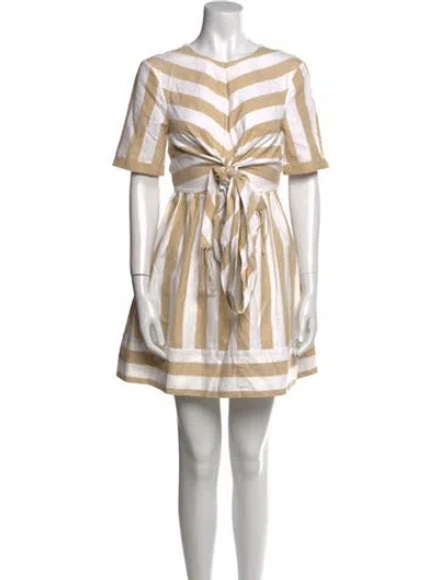 Pre-owned Staud Striped Mini Dress In Neutral