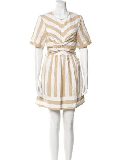 Pre-owned Staud Striped Mini Dress In Neutral