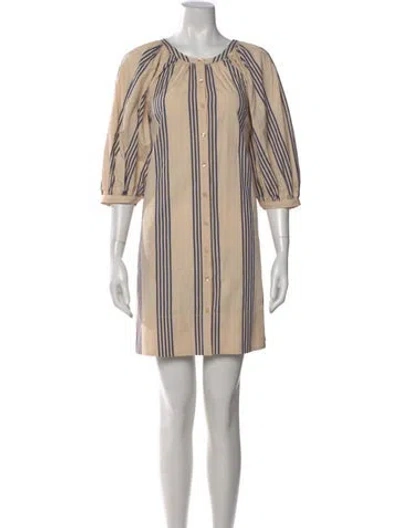 Pre-owned Staud Striped Mini Dress In Neutral