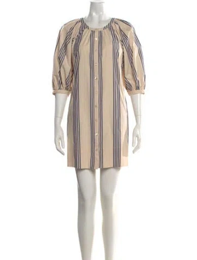 Pre-owned Staud Striped Mini Dress In Neutral