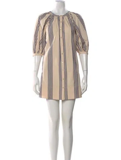 Pre-owned Staud Striped Mini Dress In Neutral