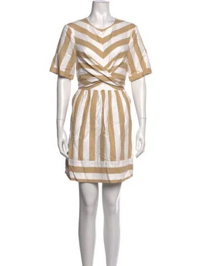Pre-owned Staud Striped Mini Dress In Neutral