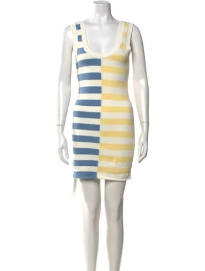Pre-owned Staud Striped Mini Dress In Neutrals