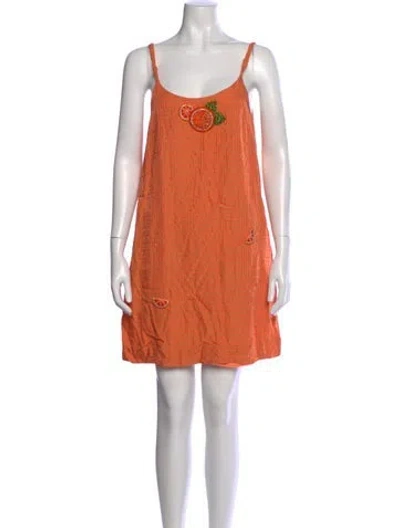 Pre-owned Staud Striped Mini Dress In Orange