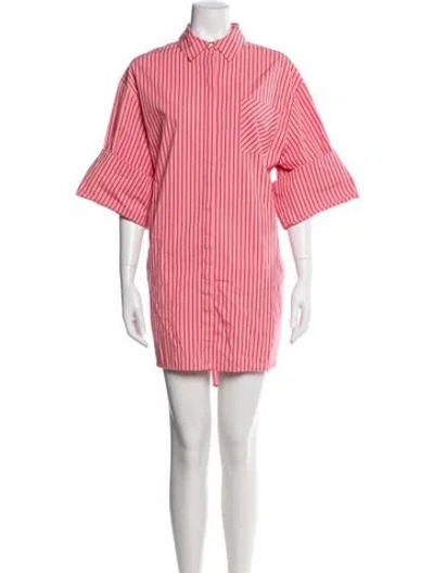 Pre-owned Staud Striped Mini Dress In Pink
