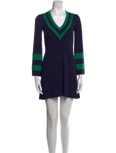 Pre-owned Staud Striped Mini Dress In Purple