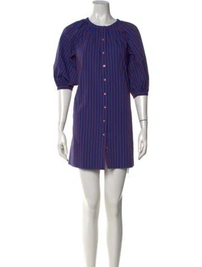 Pre-owned Staud Striped Mini Dress In Purple