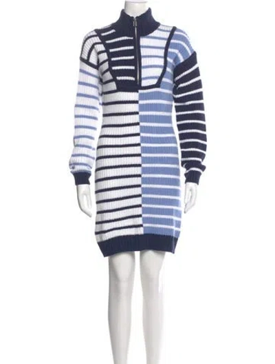 Pre-owned Staud Striped Mini Dress W/ Tags In Blue